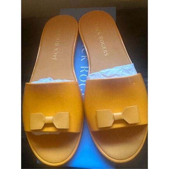 Jack Rogers Mango Patricia Bow Jelly Slide Sandals Sz 10 BNIB yellow - Picture 10 of 10